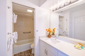 Full Bathroom with tub and shower combination!