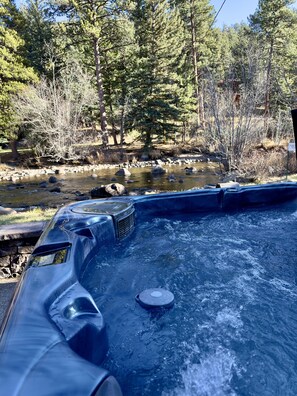 Hot tub with river view