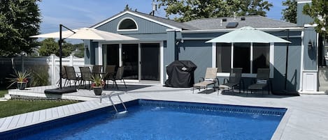 Backyard patio and pool