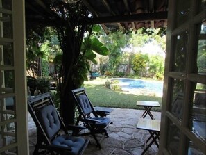 Beautiful local architecture surrounded by a gorgeous garden.