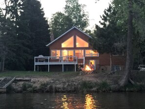 Dusk and a bonfire