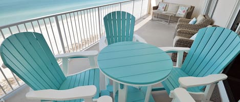 New Counter Height dining set on the 10' x 29' balcony