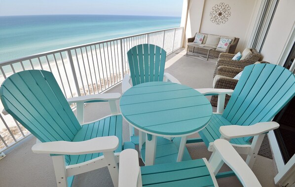 New Counter Height dining set on the 10' x 29' balcony