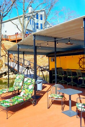 Our party dock is easy access from our home.
