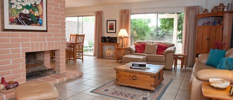 Greatroom with fireplace and reading nook