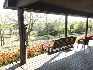 Front porch view of pond
