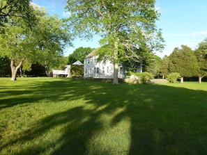 looking at the house from the west side of the lawn