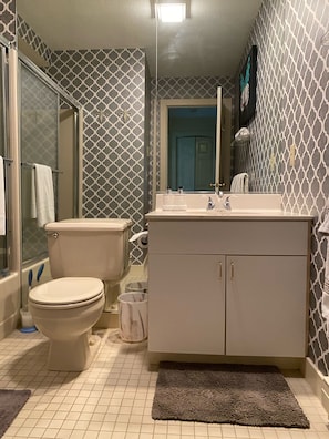 Downstairs bathroom next to bedroom