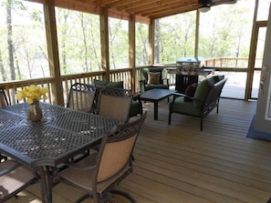 Screened in porch with commercial gas grill