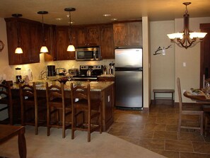 Large dining room and kitchen area