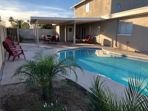 Heated pool and outdoor living areas