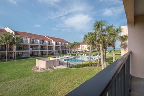 View of ocean and pool from your spacious living room balcony