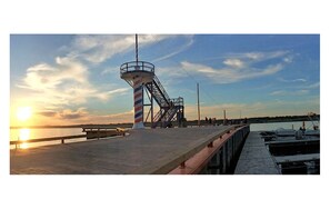 Regina Beach pier with lookout tower. 