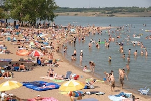 Regina Beach's public beach (has change rooms/washrooms, picnic tables, BBQs).