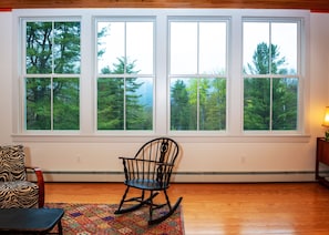 Rainy views from the living room (Overlook Mountain behind the clouds).