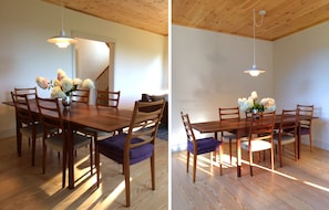 Dining table with room for 8 people.
