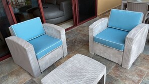 Newly recovered patio furniture.