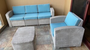 Newly recovered patio furniture