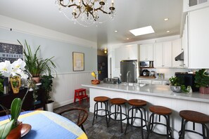 Recently remodeled kitchen, new appliances, well stocked for cooking