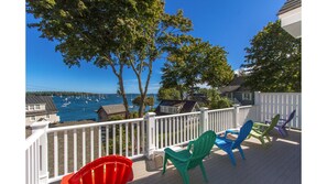 Glorious deck area overlooking Camden Harbor.