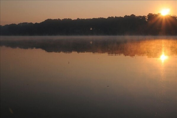 Sunrise view from our lake house in June!