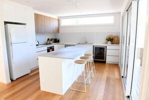 Kitchen with Bosch appliances, nespresso machine