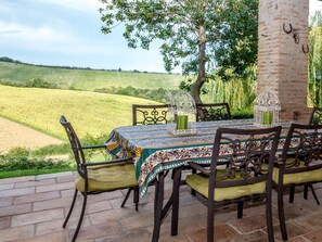 Covered terrace with views