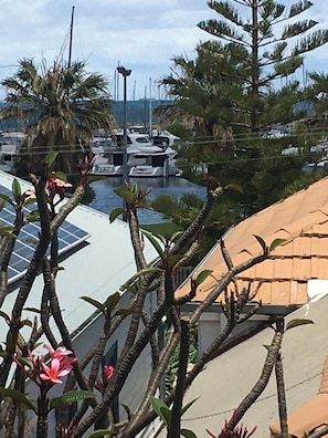 Views out to sea and the boats from the balcony