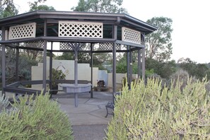 garden gazebo - with power, lights and small fireplace