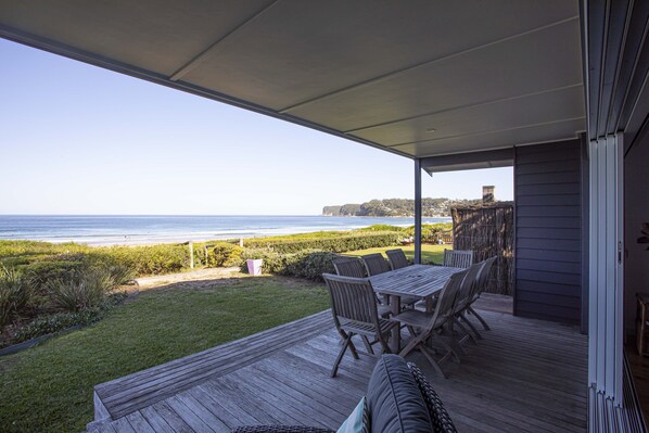 Looking South towards Avoca Beach, access to beach pathway in foreground