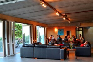 Gather for dinner at the large dining table