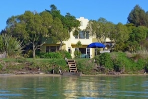 The home as viewed from the water