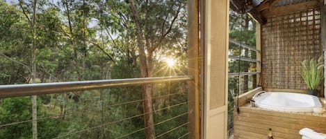 2 person spa on the back deck overlooking Doctors Gully.