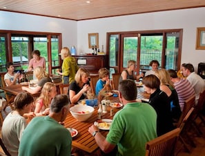 Family group dinner in dining room