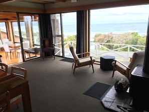 Living Room with wood heater / fire.