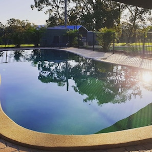 12 metre resort style salt water swimming pool shared between the cottages
