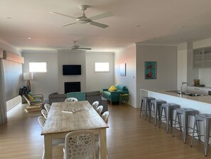 Upstairs living, dining & kitchen.
