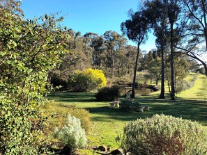 Peaceful outlook angel water outlet little lake dam & jetty and olive grove