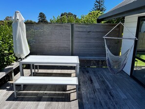 Main house front deck outdoor table