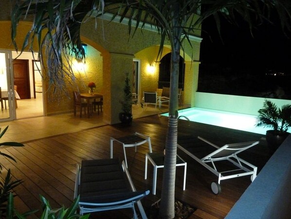 Our private deck at night