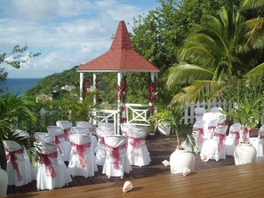 Wedding ceremony set up at Villa Capri St .Lucia 