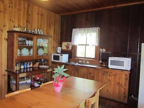 Kitchenette with the basics for simple meal prep