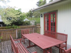 Large, sunny and secluded deck.
