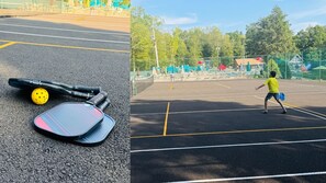 Play pickleball on our spacious courts, perfect for friendly matches!