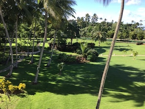 View from balcony to ample central gardens:  great for frisbee or football!