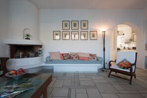 Living area with open space kitchen 