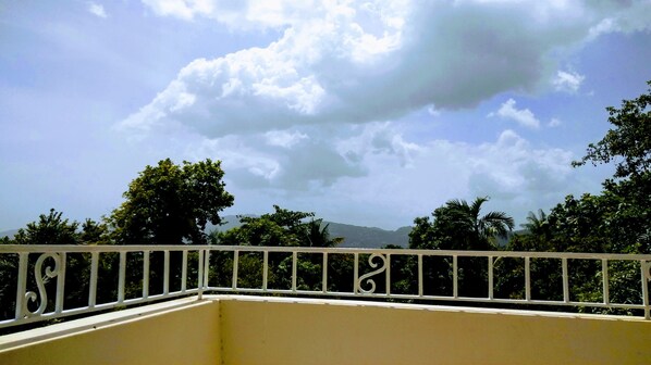 Wrap around balcony with great view.