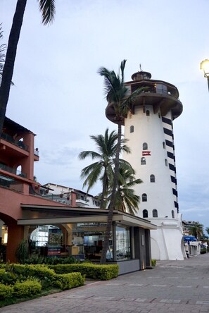 Lighthouse outside apartments