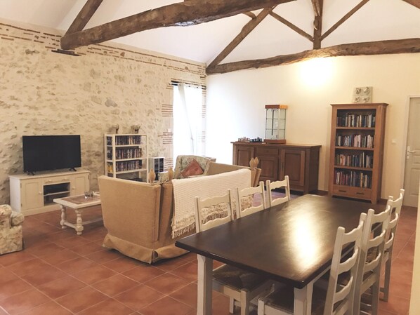 The main lounge/dining room area of gite