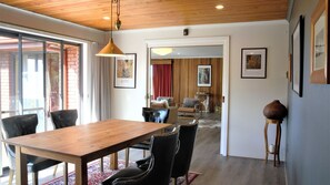Open floor plan dining in and out and connecting to living and family room